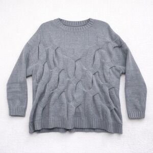 J.Jill Chenille Sweater Women's L Gray Textured 3D Knit Cozy Pullover Soft Warm